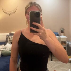 Princess Polly Black One-Shoulder Crop Top